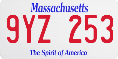 MA license plate 9YZ253