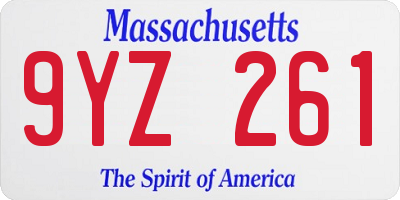 MA license plate 9YZ261
