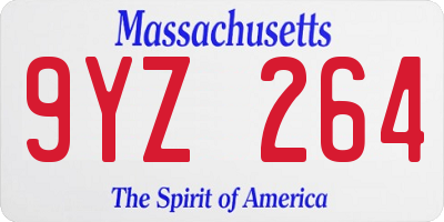 MA license plate 9YZ264