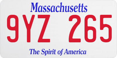MA license plate 9YZ265