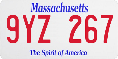 MA license plate 9YZ267