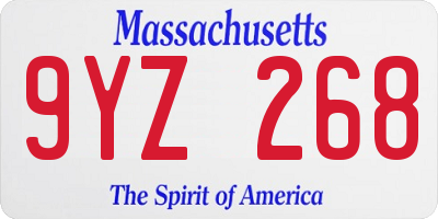 MA license plate 9YZ268