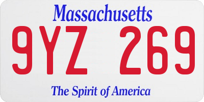 MA license plate 9YZ269