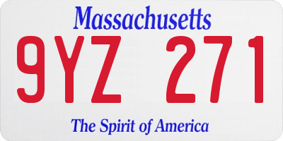 MA license plate 9YZ271