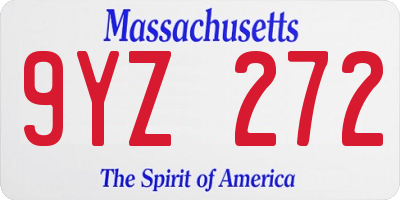 MA license plate 9YZ272
