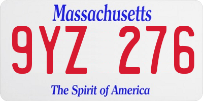 MA license plate 9YZ276