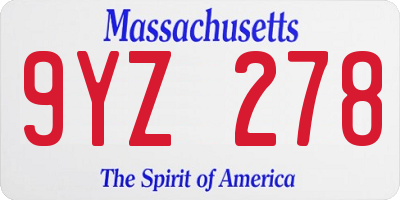 MA license plate 9YZ278