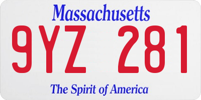 MA license plate 9YZ281