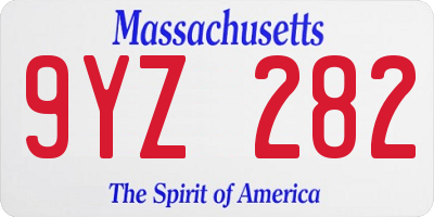 MA license plate 9YZ282