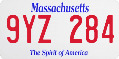 MA license plate 9YZ284