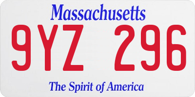 MA license plate 9YZ296