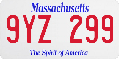 MA license plate 9YZ299