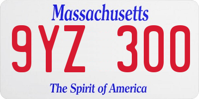 MA license plate 9YZ300