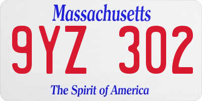 MA license plate 9YZ302