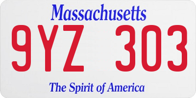 MA license plate 9YZ303