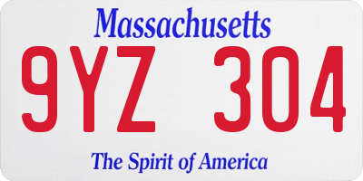 MA license plate 9YZ304