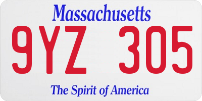MA license plate 9YZ305