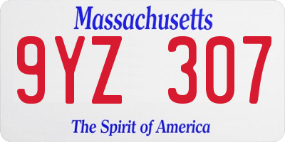 MA license plate 9YZ307