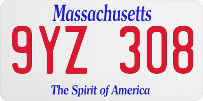 MA license plate 9YZ308