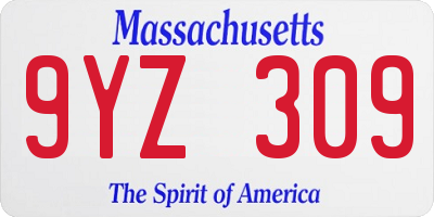 MA license plate 9YZ309