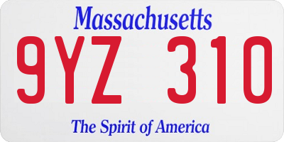 MA license plate 9YZ310