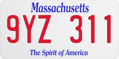 MA license plate 9YZ311