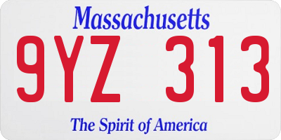 MA license plate 9YZ313