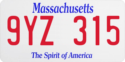 MA license plate 9YZ315