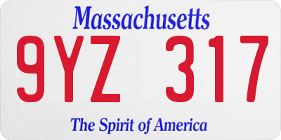 MA license plate 9YZ317