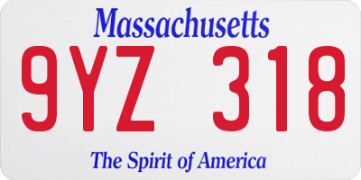 MA license plate 9YZ318