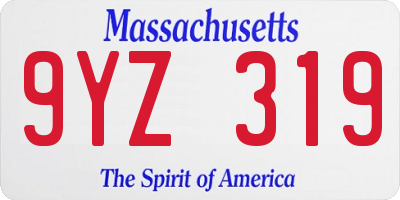 MA license plate 9YZ319