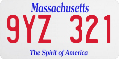 MA license plate 9YZ321