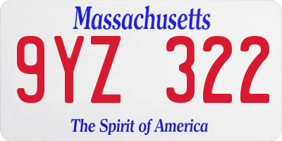 MA license plate 9YZ322