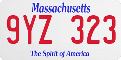 MA license plate 9YZ323