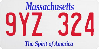 MA license plate 9YZ324