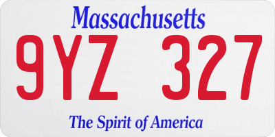 MA license plate 9YZ327