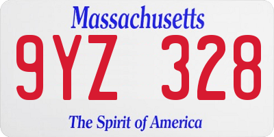 MA license plate 9YZ328