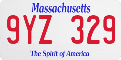 MA license plate 9YZ329