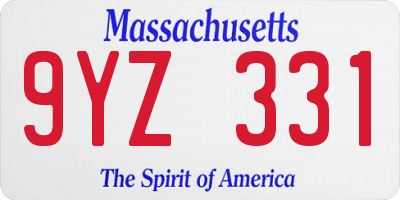 MA license plate 9YZ331