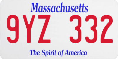 MA license plate 9YZ332