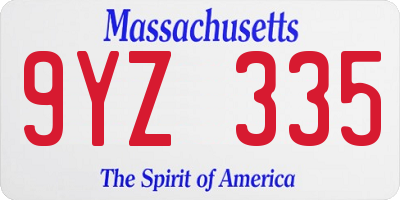 MA license plate 9YZ335