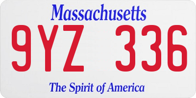 MA license plate 9YZ336