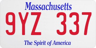 MA license plate 9YZ337