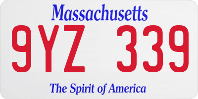 MA license plate 9YZ339