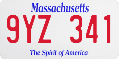 MA license plate 9YZ341