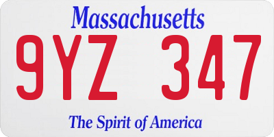 MA license plate 9YZ347