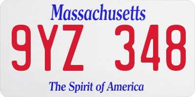 MA license plate 9YZ348