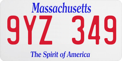 MA license plate 9YZ349