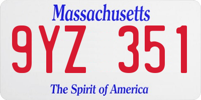 MA license plate 9YZ351