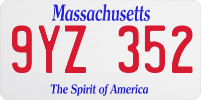 MA license plate 9YZ352